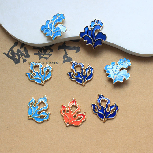 合金滴油镂空单吊枫叶树叶配饰汉服古风手工DIY制作材料步摇配件