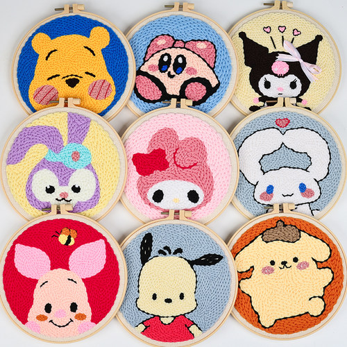 趣味俄罗斯戳戳绣手工绣diy毛线画儿童款卡通戳戳乐戳戳秀针材料