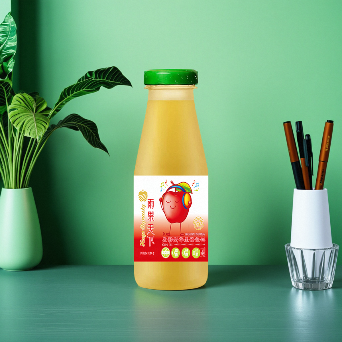 雨果天下 山东烟台发酵型苹果醋饮料 夏季网红饮品【6瓶*260ml】