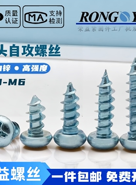 PA加硬圆头自攻螺丝蓝白锌高强度盘头自攻钉球头木螺钉M3M4M5M6
