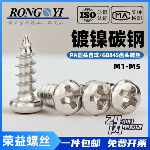 镀镍圆头自攻螺钉PA盘头自攻螺钉