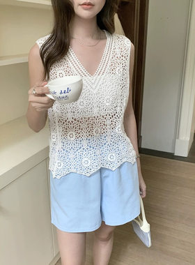 2026夏季气质蕾丝刺绣镂空背心吊带女士宽松外穿洋气叠穿马甲上衣