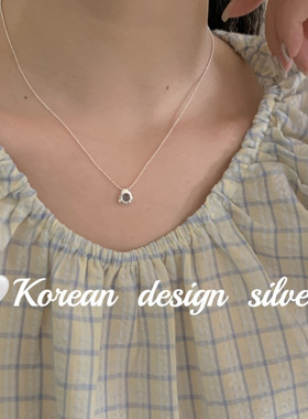 韩国ins风简约高级感饰品 S925纯银 精巧海蓝宝项链 小众锁骨