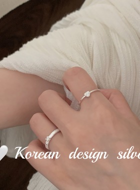 韩版ins风博主推荐 S925纯银简约mini爱心合成立方氧化锆戒指叠戴