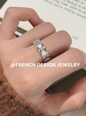 布契风拉丝高级感精致S925纯银 花朵拉丝戒指轻奢优雅晚会高级感