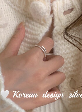 韩国ins风冷淡风S925纯银细版交叉戒指女 小众设计时尚简约食指环
