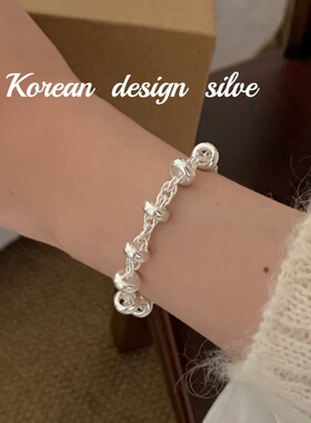 韩国东大门网红ins风饰品 S925纯银重工镂空圈圈拼接手链简约百搭