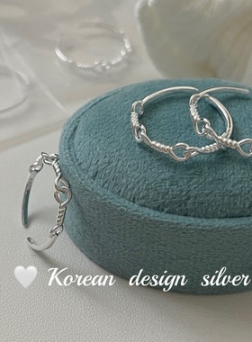韩国东大门网红档口银饰 S925纯银 简约麻绳戒指高级感叠带