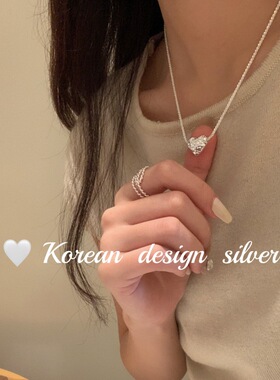 熔岩爱心韩版肌理波光粼粼小众设计925纯银重工实心轻奢项链