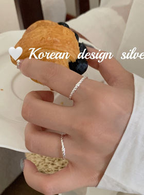 韩国ins风气质简约饰品S925纯银 麻花打结戒指小众设计个性冷淡风