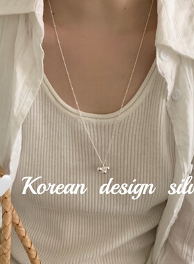 韩国南大门简约设计饰品 S925纯银葡萄珠珠项链百搭精致毛衣链女