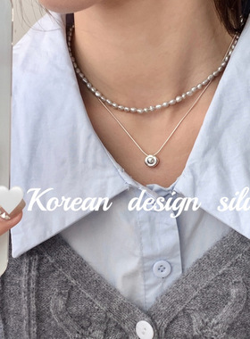 韩国东大门简约饰品S925纯银简约三角形凸面项链 小众高级感设计