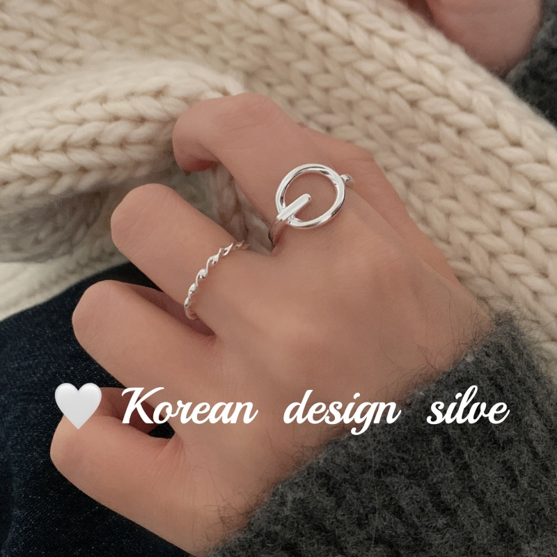 日系韩版ins博主同款饰品 925纯银简约圆圈戒指 叠戴高级感指环女