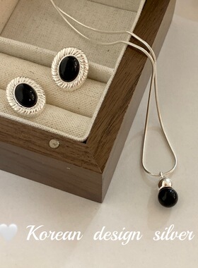 韩国ins风银饰品 S925纯银黑玛瑙锁骨项链 叠戴高级感小众设计女