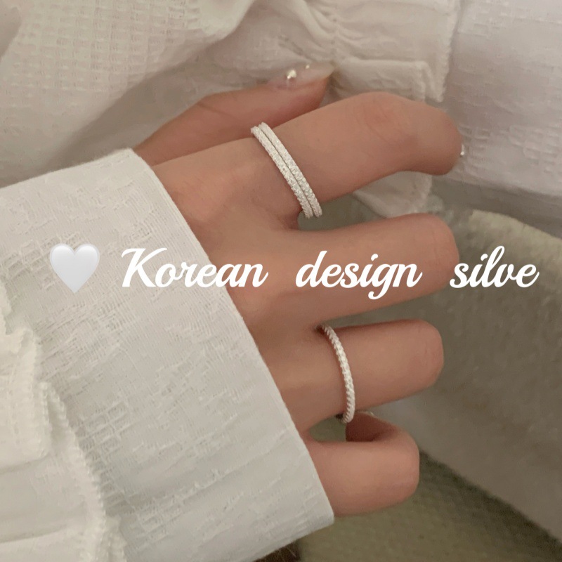 日系韩版小清新简约闭口指环 S925纯银锆石拼接素圈戒指叠戴女款