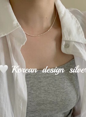 韩国东大门网红档口银饰品 S925纯银 车花珠子项链小众百搭款