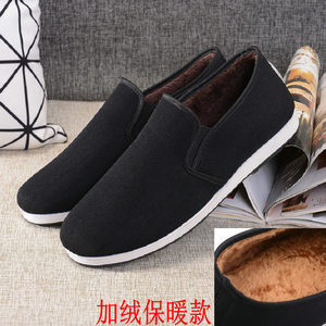 新品老北京棉鞋低帮鞋布鞋复古休闲鞋一脚蹬板鞋冬天保暖加绒男鞋
