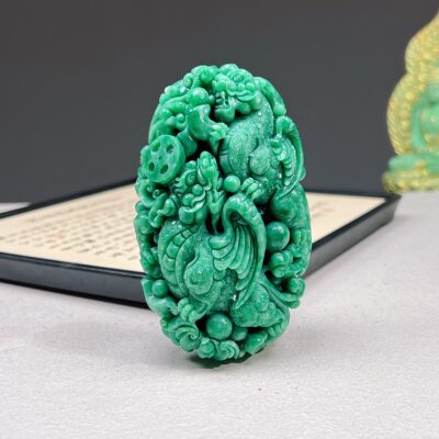 国之翡翠独山玉满绿纯手工雕刻立体招财铜钱貔貅手把件吊件小摆摊