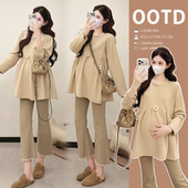 孕妇长袖 外穿显瘦娃娃衫 上衣春季 遮肚刺绣打底衫 女200斤 新款 大码