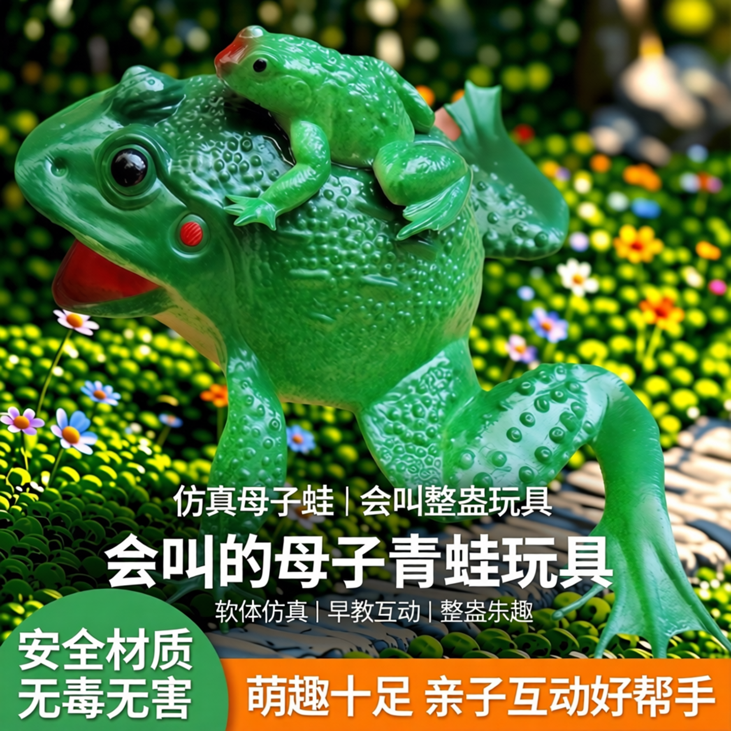 仿真青蛙动物模型软体会叫母子蛙牛蛙蛤蟆箭娃假青蛙整蛊早教玩具
