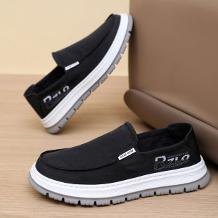老北京男式 男单鞋 一脚蹬帆布鞋 时尚 春秋季 百搭软底防滑休闲鞋 新款