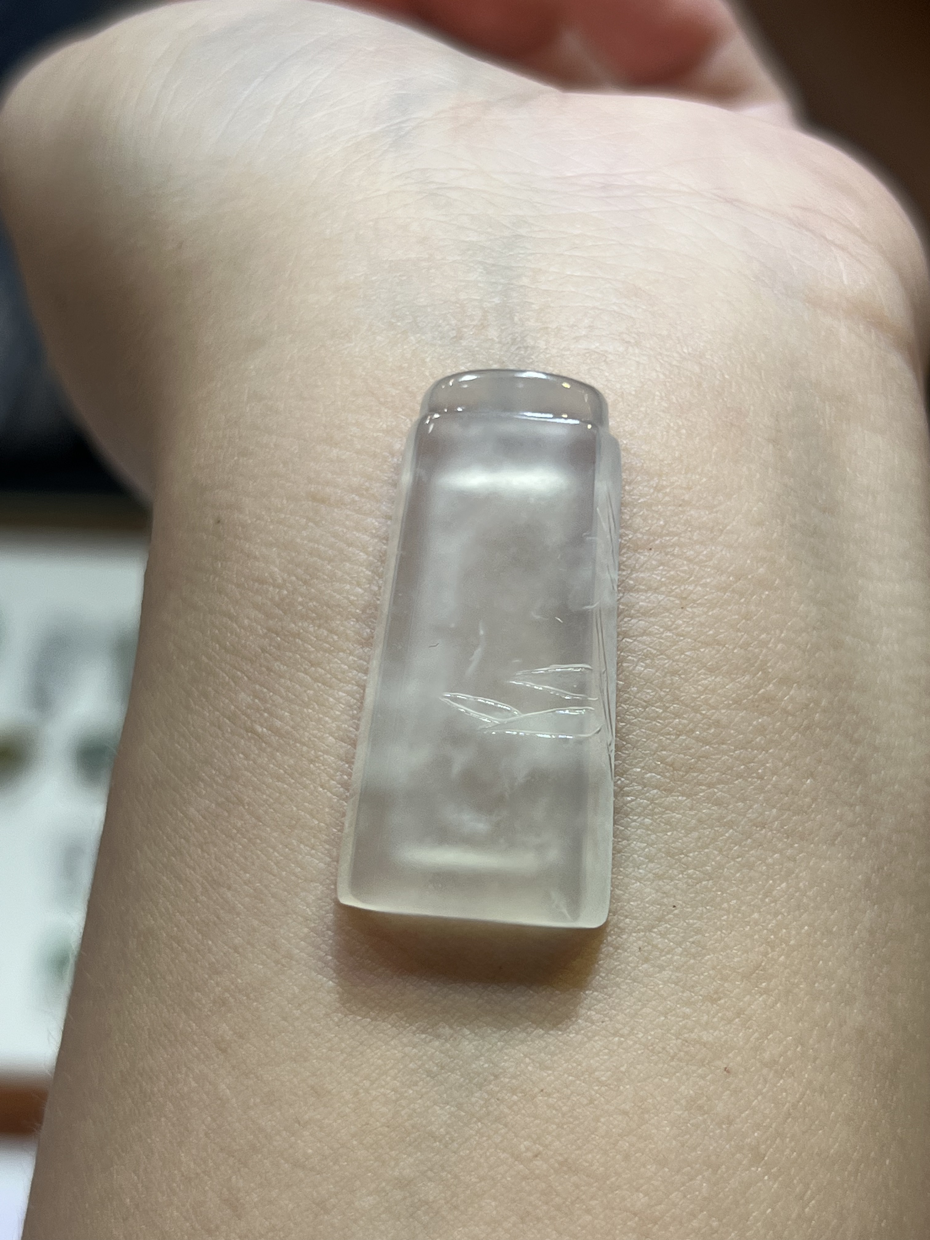 天然缅甸翡翠A货冰种白冰巧雕竹牌节节高吊坠挂件吊坠裸石