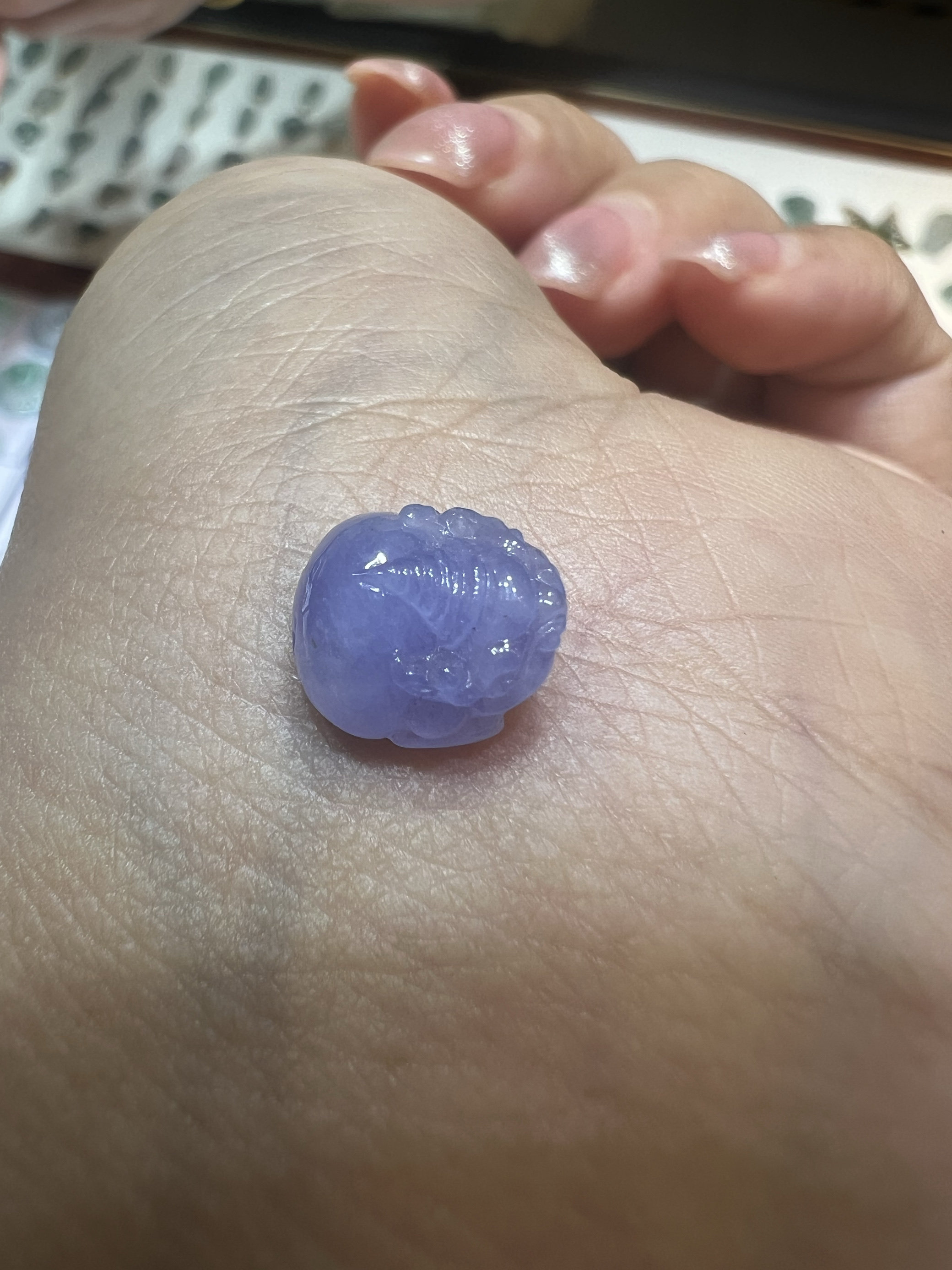 天然玉石翡翠A货冰糯种紫罗兰色貔貅戒面裸石