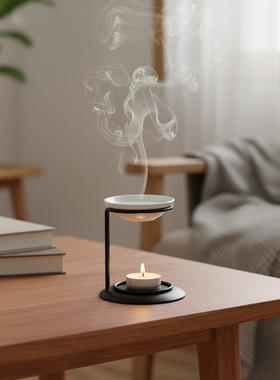 简约创意香薰炉铁艺精油炉铁架烛台复古家居摆件烛台铁架香精炉