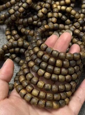 绿奇楠沉香手串8mm直纹鼓珠素串棋楠桶珠女手链佛珠念珠文玩厂家