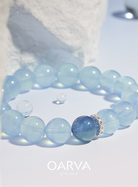 仿天然海蓝宝手链女款小众设计感仿蓝色水晶手串女生送闺蜜礼物