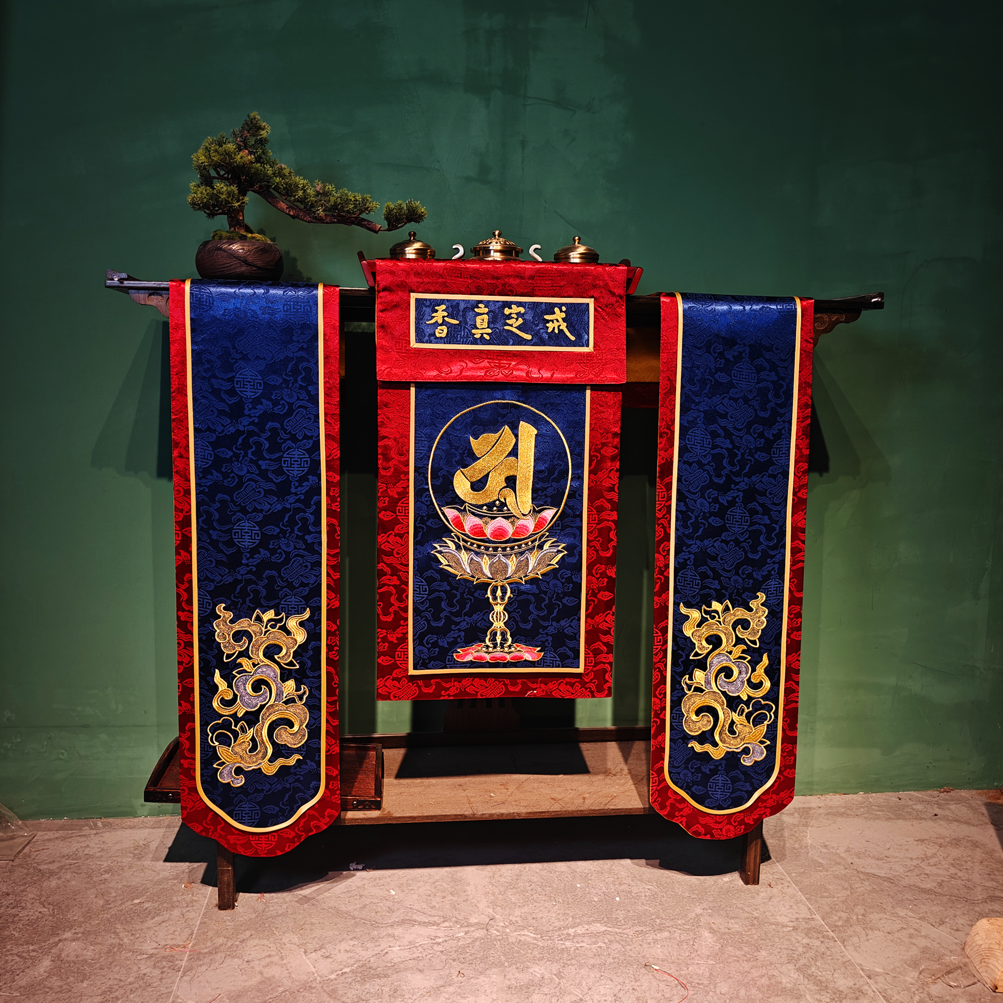 戒定真香三件套装苏绣刺绣佛堂