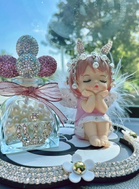 轻奢女神车载摆件高档汽车香薰持久个性创意时尚车内镶钻装饰用品