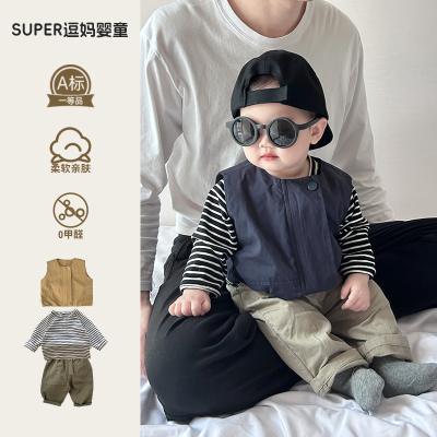 一岁男宝宝衣服婴儿秋装洋气分体套装超韩婴幼儿潮服三件套外出服