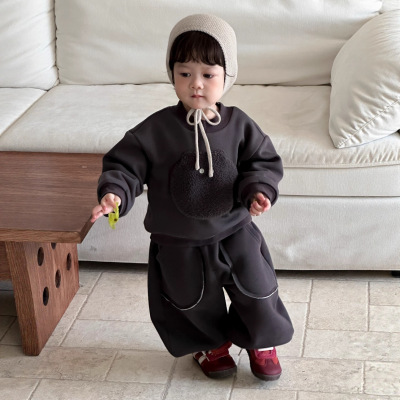 宝宝秋冬套装小月龄婴儿衣服冬装超韩洋气婴幼儿加绒卫衣裤两件套