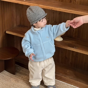 男宝冬装套装一岁宝宝衣服秋冬款加绒加厚开衫外套分体三件套炸街