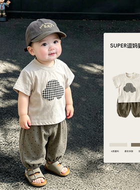 一岁宝宝衣服男夏套装潮帅气时髦短袖T恤夏款休闲裤两件套夏季薄