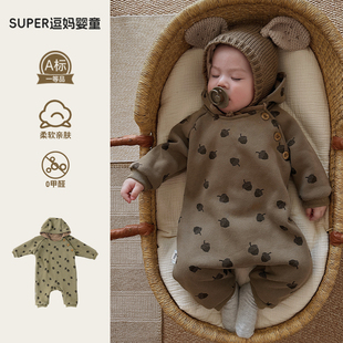 婴儿入冬外出服宝宝秋冬衣服超萌洋气婴幼儿加厚保暖爬服满月百天