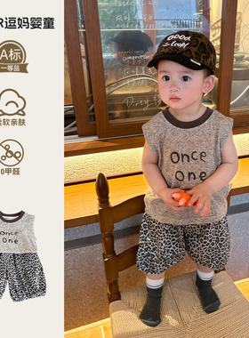 男宝夏装时尚韩版帅气字母背心洋气时髦一岁宝宝衣服夏季薄款上衣