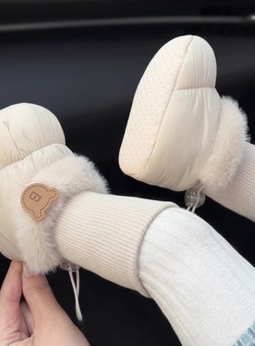 婴幼儿学步鞋冬季加厚保暖软底鞋2025新款宝宝不掉跟学前鞋防水鞋