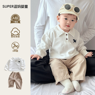 秋装男宝宝韩系婴幼儿洋气小套装超萌婴儿服时尚POLO衫休闲裤分体