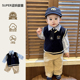2025新款 裤 韩版 条纹衬衫 子三件 洋气婴幼儿针织马甲秋款 男宝宝秋装