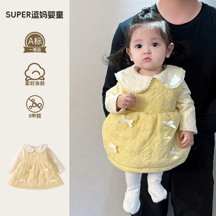 宝宝衣服秋冬款 风背带裙两件套时髦洋气背心裙外穿 小月龄婴儿韩式