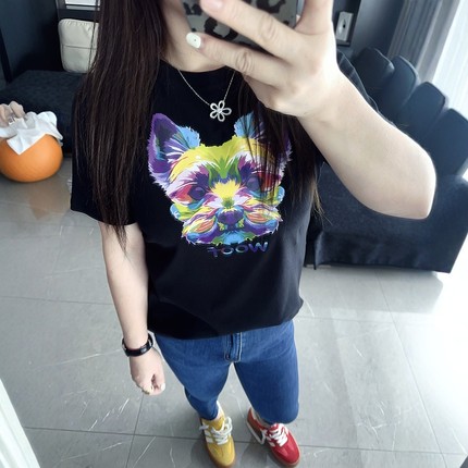 彩虹小汪 大码女装胖mm春夏装新款2025年短袖圆领半袖t恤打底衫