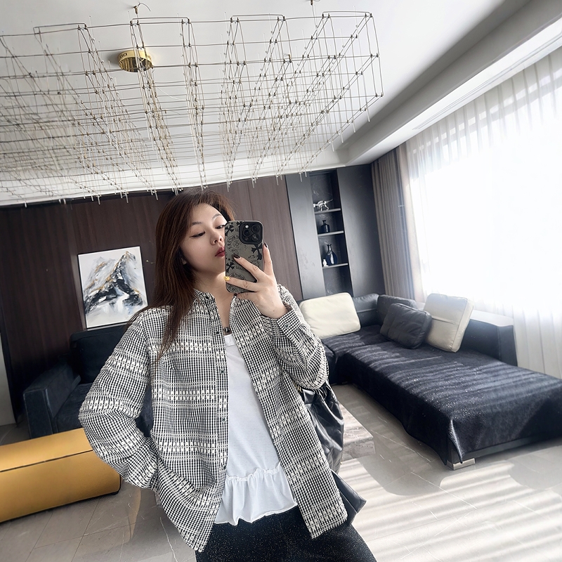 大码女装文艺风开衫衬衫长袖上衣