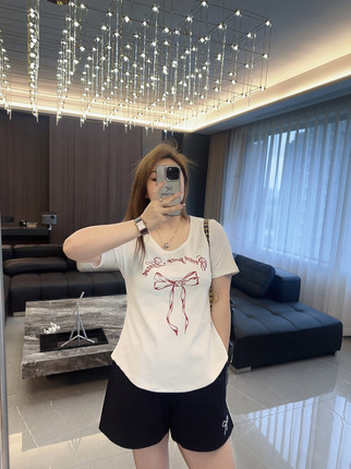 韩系小清新 大码女装胖mm宽松夏装新款2024年显瘦收腰短袖半袖t恤