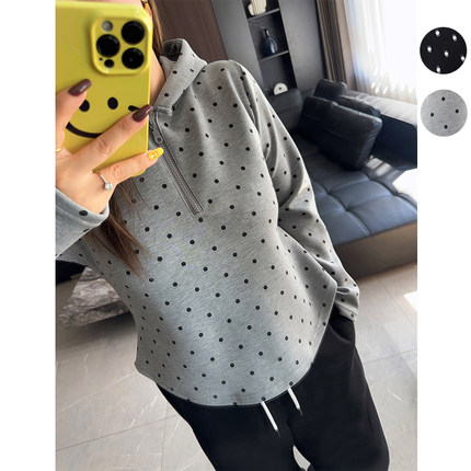 波点大码女装胖mm25年秋冬装新款ins卫衣打底衫显瘦气质外套上衣