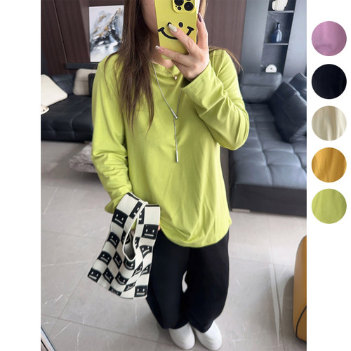 慵懒风净版 大码女装胖mm24年秋冬装新款T恤打底衫显瘦清冷感宽松