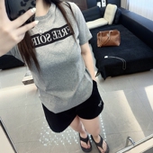 大码 2025年短袖 女装 爆闪字母 胖mm春夏装 新款 t恤上衣半袖