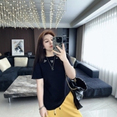 大码 显瘦宽松遮肉上衣T恤短袖 女装 小蝴蝶结 胖mm早春装 新款 半袖