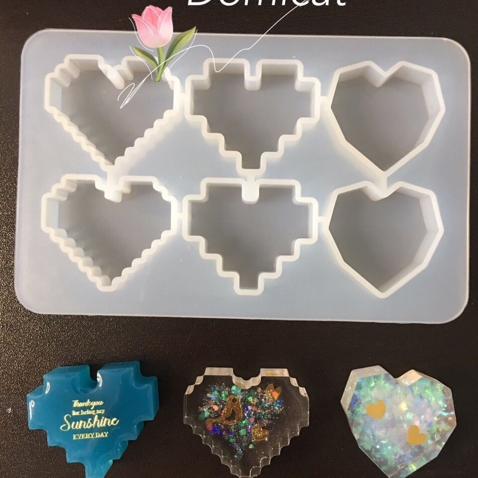 年年有红DIY饰品像素爱心硅胶模具新手水晶滴胶挂饰手机挂件模